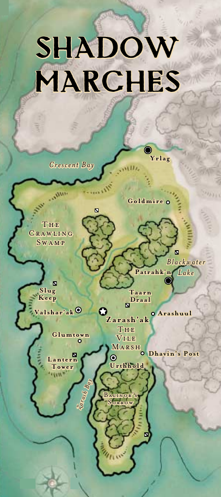 A map of The Shadow Marshes